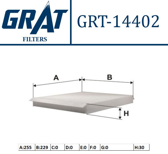 GRAT 14402 — KABIN FILTRESI( OPEL ASTRA G/ASTRA H/ZAFIRA B) 1.2I 16V-1.8I-1.6I-1.4-1.4 16V-1.6-1.8-2.0 16V )