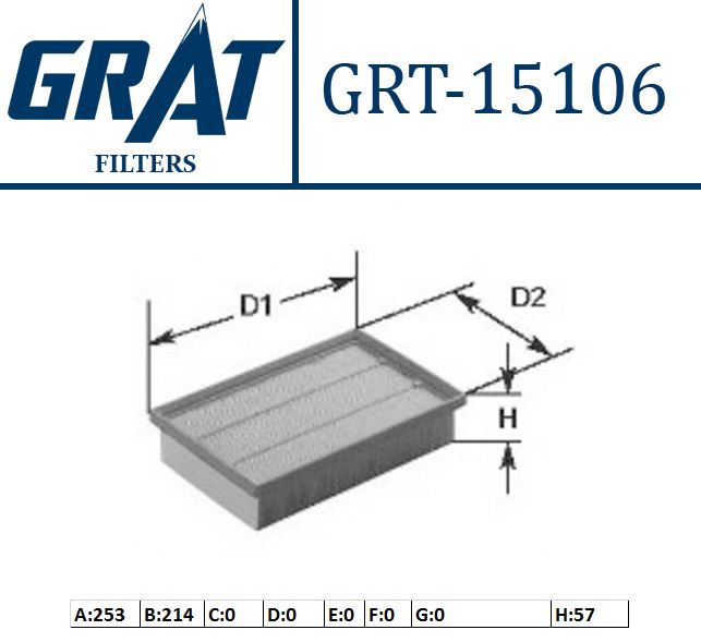 GRAT 15106 — HAVA FİLTRESİ (VW PASSAT 97-05 AUDI A4 95-01 A6 98-05 SKODA SUPERB 02-08)