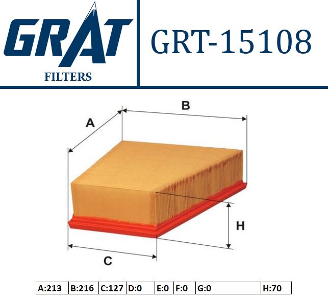 GRAT 15108 — HAVA FİLTRESİ (VW POLO 02-10 SEAT IBIZA 02-11 SKODA FABIA 00-14)