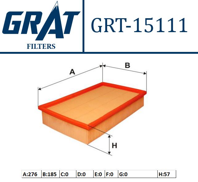 GRAT 15111 — HAVA FİLTRESİ (VW CADDY 96-03 POLO CLS 96-00 SEAT TOLEDO 92-99 SKODA FELICIA 95-01)