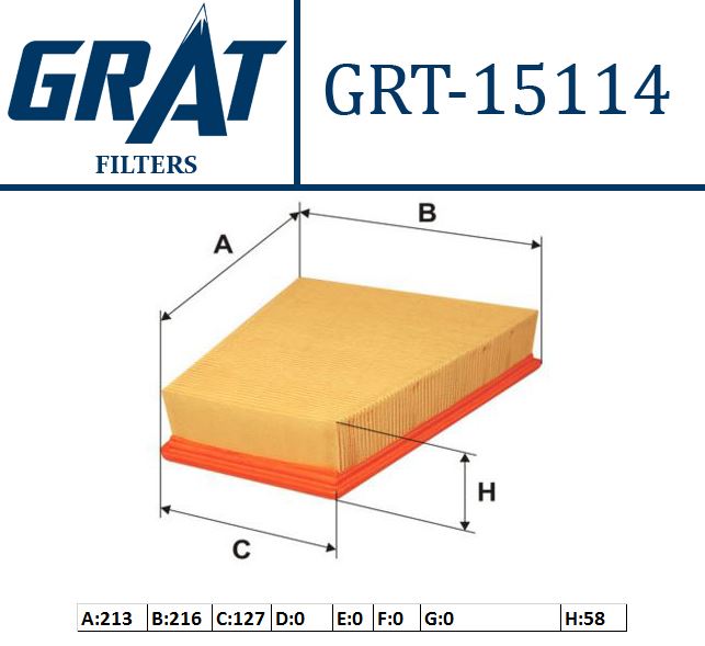 GRAT 15114 — HAVA FİLTRESİ (VW POLO 02-14 SEAT IBIZA 06-15 SKODA FABIA 00-15)