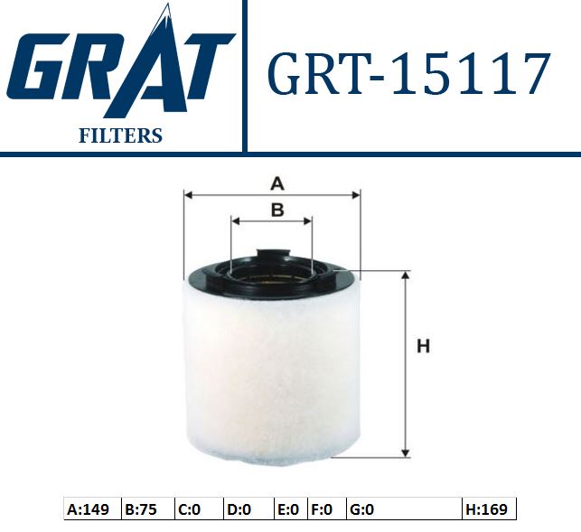 GRAT 15117 — HAVA FİLTRESİ (VW POLO 10- AUDI A1 11-14 SEAT IBIZA 09-15 SKODA FABIA 09-15)