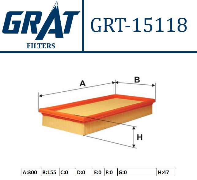 GRAT 15118 — HAVA FİLTRESİ (VW POLO 02-08 SEAT IBIZA 02-10 SKODA FABIA 00-08)