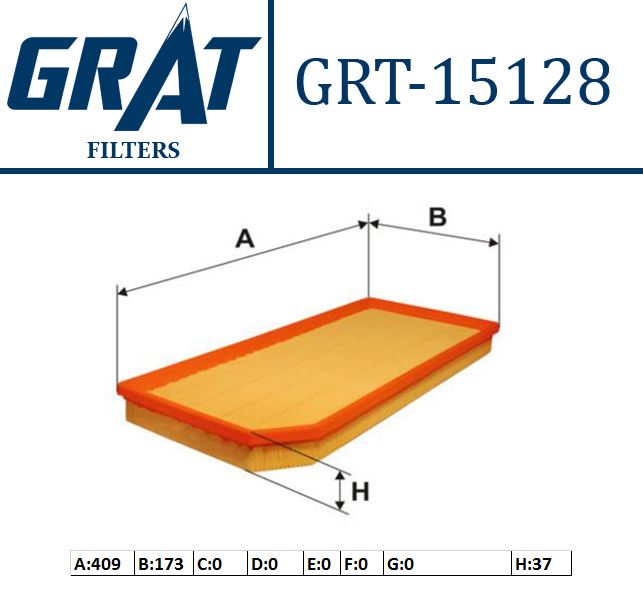GRAT 15128 — HAVA FİLTRESİ (VW GOLF 04-09 PASSAT 06-08 AUDI A3 04-13 SEAT LEON 06-10 SKODA OCTAVIA 04-08)