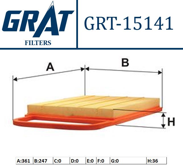 GRAT 15141 — HAVA FİLTRESİ (VOLKSWAGEN POLO 1.2 02-07/SKODA FABIA 1.2 01-07)