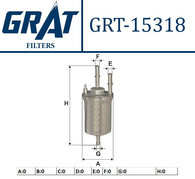 GRAT 15318 — YAKIT FİLTRESİ - 6.6 BAR (VW AMAROK 10- CADDY 11- GOLF 04-14 POLO 10- AUDI A3 04-13 SEAT LEON 06-13 SKODA