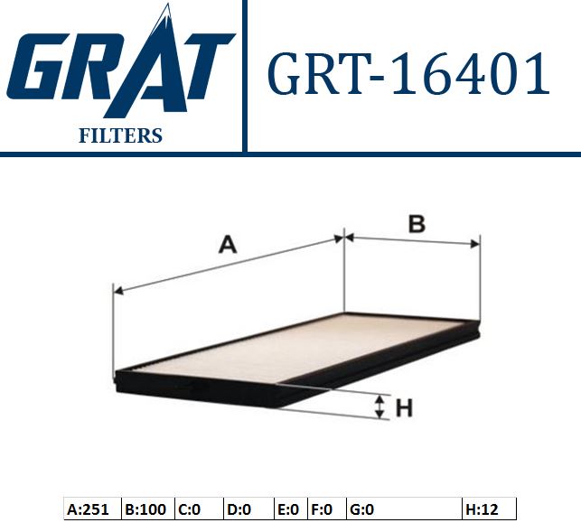 GRAT 16401 — KABIN FILTRESI - CIFTLI (HYUNDAI ACCENT 03/06 ADMIRE GETZ 00/10 MATRIX 05/)