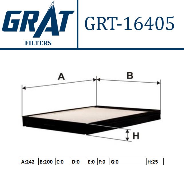 GRAT 16405 — KABİN FİLTRESİ - (HYUNDAI ACCENT 00/02 MILENYUM )
