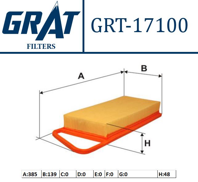 GRAT 17100 — HAVA FİLTRESİ ( FORD FIESTA FUSION 1.4TDCI 02-08) ( PEUGEOT 206 1.4HDI 207 1.4HDI 307 1.4HDI )