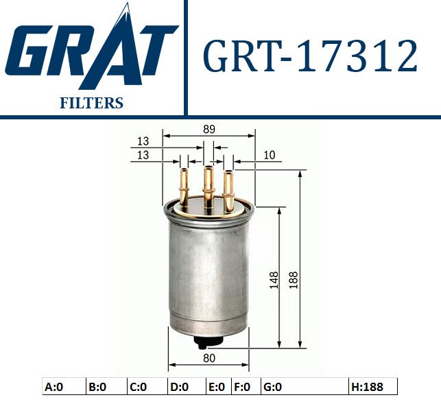 GRAT 17312 — MAZOT FILTRESI (MUŞURSUZ )( FORD CONNECT 90PS 1.8TDCI 02- ) (SSANGYONG ACTYON 08-/RODIUS 2.0-2.7XDI/KYRON