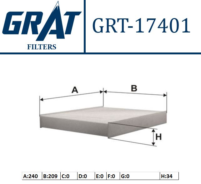 GRAT 17401 — KABİN FİLTRESİ ( FORD FOCUS CMAX 03- MONDEO 07-14 - KUGA 08-12 )