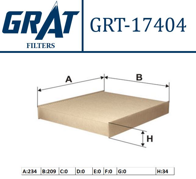 GRAT 17404 — KABİN FİLTRESİ ( FORD FOCUS CMAX 04- )