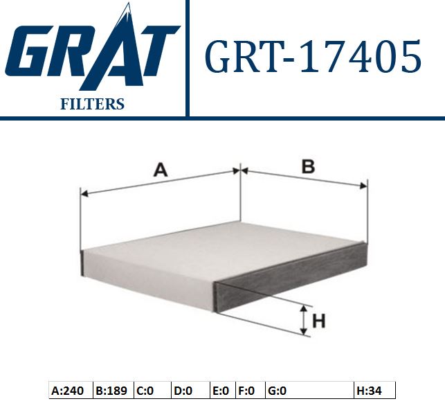 GRAT 17405 — KABİN FİLTRESİ - ( FORD FIESTA 02- )