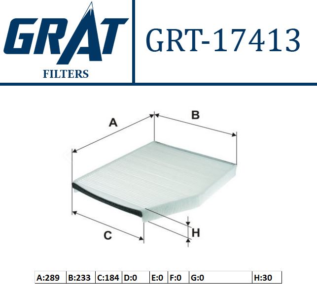 GRAT 17413 — KABİN FİLTRESİ ( FORD TRANSIT V362 V363 2.2TDCI 12- )
