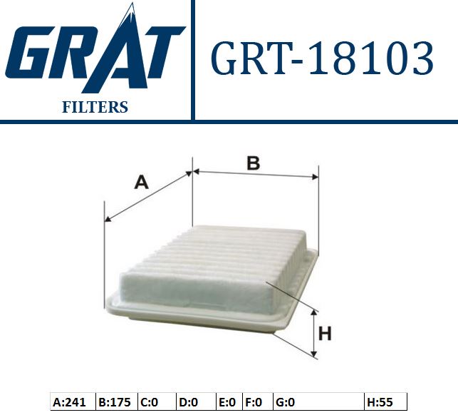 GRAT 18103 — HAVA FİLTRESİ TOYOTA COROLLA 07-12 / COROLLA 1.33 1.4 1.6 VVTI 13- / AURIS 07- / AVENSIS 09-12 / RAV-4 2.0