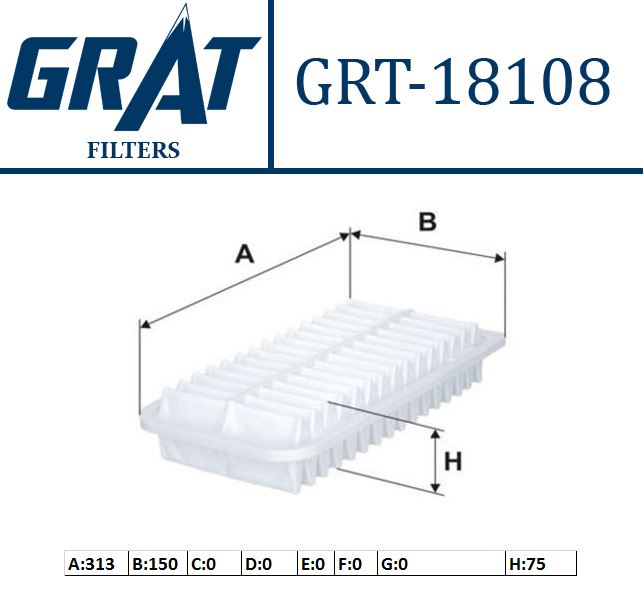GRAT 18108 — HAVA FİLTRESİ - (TOYOTA YARIS 1.4 D4D 06/11 YARIS 1.4 D4D 12/ RAV4 2.0 D4D 15/ AVENSIS 1.6 D4D 15/ VERSO 1.6