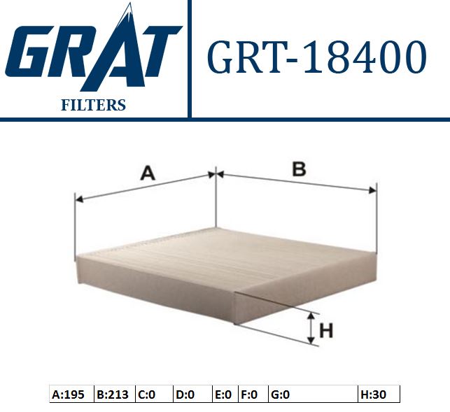 GRAT 18400 — POLEN FİLTRESİ TOYOTA COROLLA 07-11 / COROLLA 13-18 / AURIS 07- / YARIS 06- / RAV4 06- / HILUX VIGO 05-15 /