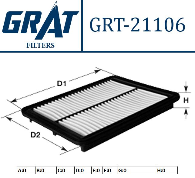 GRAT 21106 — HAVA FİLTRESİ - (MITSUBISHI ASX 1.6-1.8 10/ LANCER 1.5 08/ OUTLANDER 2.0 / PEUGEOT 4007-4008 07/)