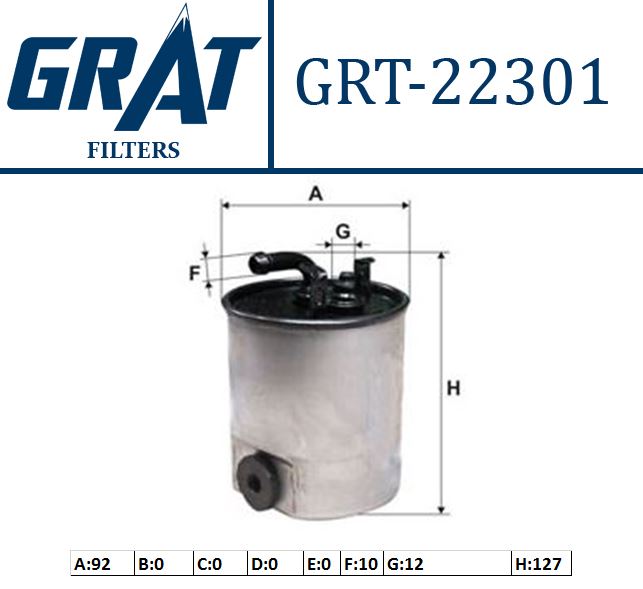 GRAT 22301 — YAKIT FILTRESI (MERCEDES OM611-612-647-668)ISITMASIZ