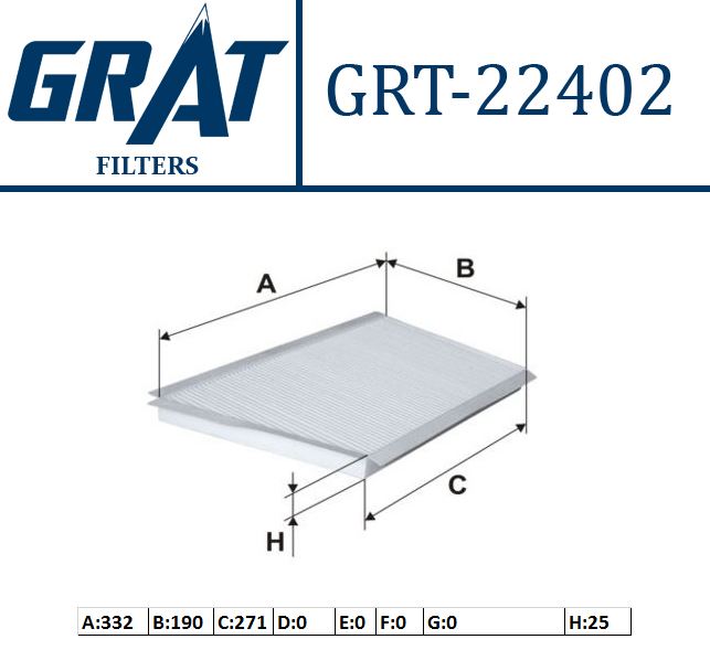 GRAT 22402 — POLEN FİLTRESİ MERCEDES W203 02/07 CL203 02/08 S203 01/07 C209 02/09 A209 02/10