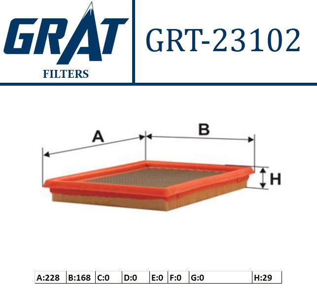GRAT 23102 — HAVA FİLTRESİ - (HONDA CIVIC 96/00 1.4 /PRIMERA-P11 96/00/ALMERA 95/00/LEGACY 89/94/JUKE 11/13 1.6 BENZİNLİ )