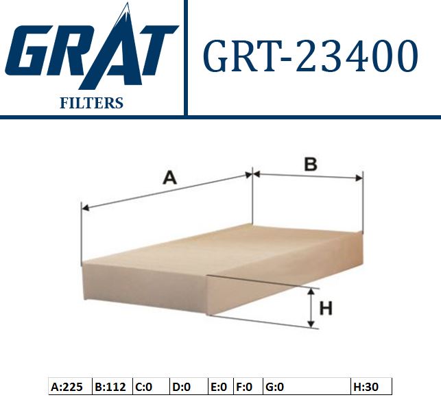 GRAT 23400 — KABIN FILTRESI - (HONDA CIVIC 01/06/HRV 99/06/CRV 02/06) CIFTLI