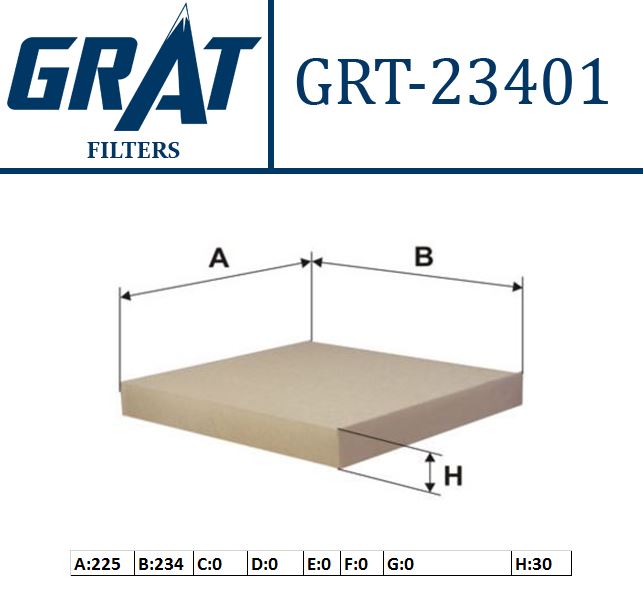 GRAT 23401 — POLEN FİLTRESİ HONDA ACCORD 03-08 CIVIC 06-12 CRV 07-11