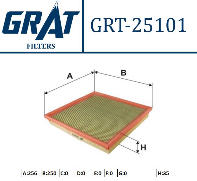 GRAT 25101 — HAVA FİLTRESİ KÜÇÜK TIP OPEL ASTRA J CHEVROLET CRUZE 1.6 BENZİNLİ