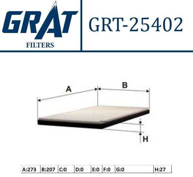 GRAT 25402 — KABİN FİLTRESİ - (CHEVROLET CAPTIVA 2.0D 2006/ OPEL ANTARA 2.0CDTI 2006/)