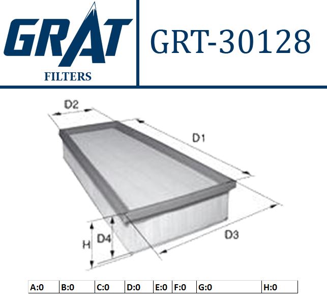GRAT 30128 — HAVA FİLTRESİ B36-B37-B38-B46-B47-B48 - F39-F40-F44-F45-F46-F48-F49-F54-F55-F56-F57-F60