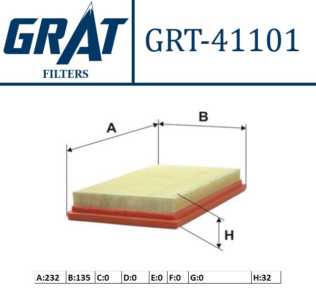 GRAT 41101 — HAVA FİLTRESİ - (NISSAN MICRA-K12 03/10 1.6 BENZİNLİ/NOTE 07/10 1.6 BENZİNLİ/QASHQAI 07/11 1.5 DCI )