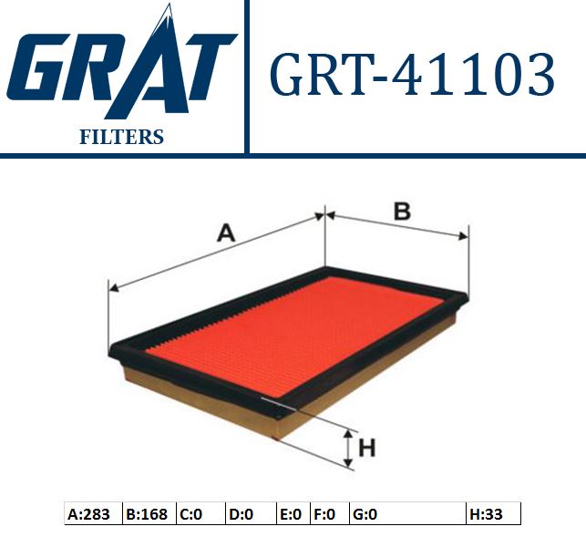GRAT 41103 — HAVA FİLTRESİ - (NISSAN PRIMERA - P11 96/02 2.0 / VANETTA 97/07 / MAXIMA 96/00 / ALMERA 1.5-1.8-2.0 00-07 /