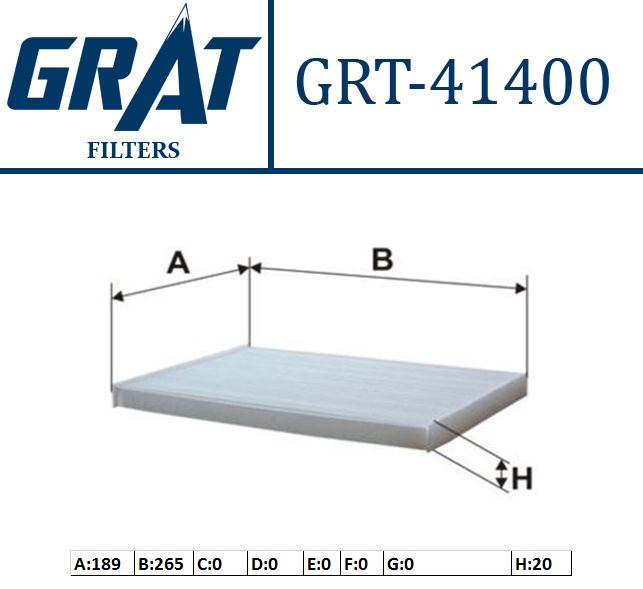 GRAT 41400 — POLEN FİLTRESİ NISSAN QASHQAI 2007-2013 (J10 ) / X-TRAIL (T31) 2007-2013
