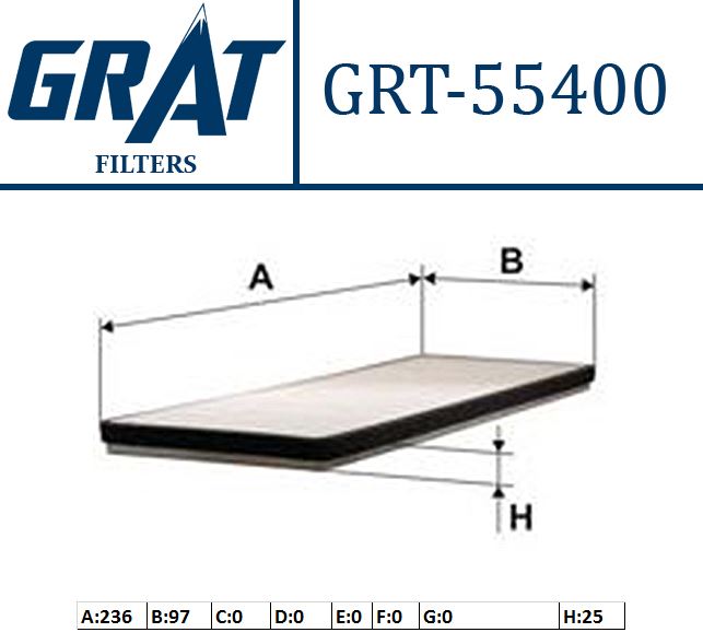 GRAT 55400 — KABİN FİLTRESİ - (SSYANGYONG ACTYON 2.0XDI 07//ACTYON SPORTS 2.0XDI / KYRON 2.0XDI 05/ )