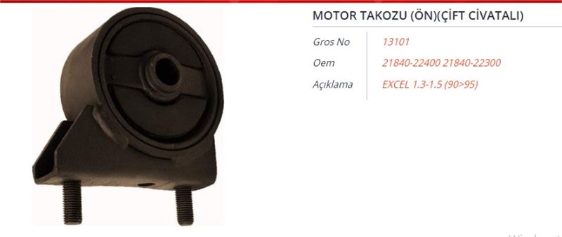 GROS 13101 — MOTOR TAKOZU (ÖN) (ÇİFT CİVATALI) HYUNDAI ACCENT I EXCEL 1.3-1.5 94-00