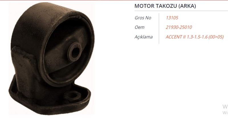 GROS 13105 — MOTOR TAKOZU (ARKA) HYUNDAI ACCENT II 1.3-1.5-1.6 00-05
