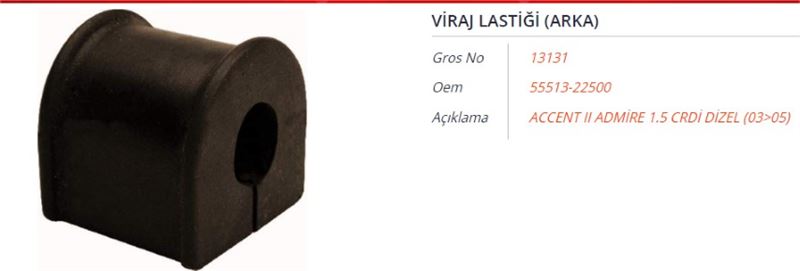 GROS 13131 — HYUNDAI ACCENT 00-05 VİRAJ DEMİR LASTİĞİ ARKA