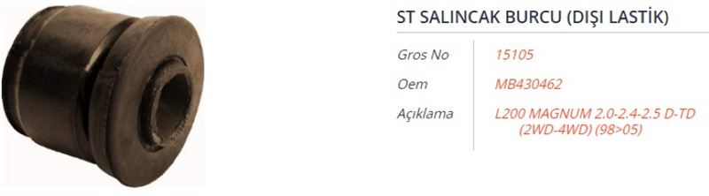 GROS 15105 — UST SALINCAK BURCU (DISI LASTIK) MITSUBISHI L200 2.4-2.5-2.6 D (2WD-4WD) 86-05