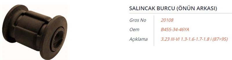 GROS 20106 — SALINCAK BURCU (ONUN ARKASI) (SOL) MAZDA 3.23 III-VI 1.3-1.6-1.7-1.8 I 87-95