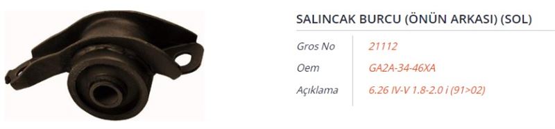 GROS 21112 — SALINCAK BURCU (ONUN ARKASI) (SOL) MAZDA 6.26 IV-V 1.8-2.0 I 91-02