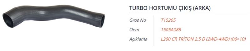 GROS T15205 — TURBO HORTUMU CIKIS (ARKA) MITSUBISHI L200 CR 2.5 D (2WD-4WD) 06-