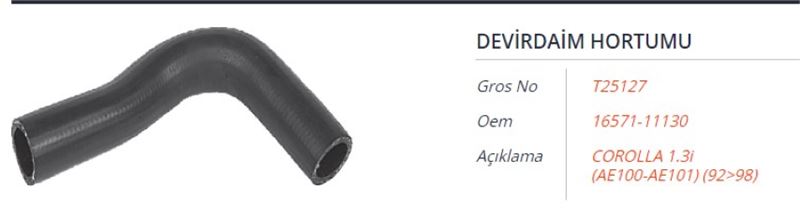 GROS T25127 — DEVİRDAİM HORTUMU TOYOTA COROLLA 1.3I(AE100-AE101) 92-98