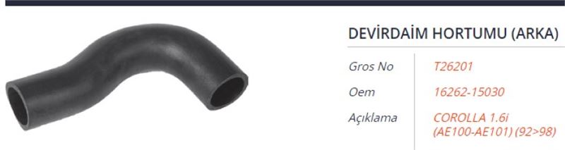GROS T26201 — DEVİRDAİM HORTUMU (ARKA) TOYOTA COROLLA 1.6I(AE100-AE101) 92-98