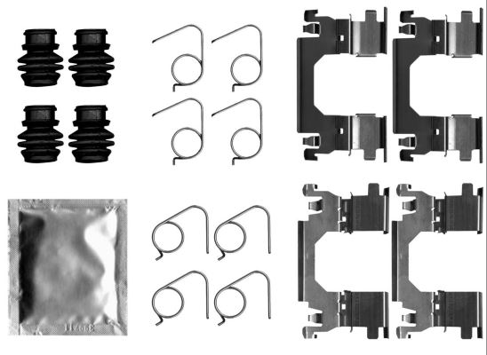 HELLA 8DZ355206301 — DİSK BALATA TAMİR TAKIMI ÖN NISSAN QASHQAI J11 2013-