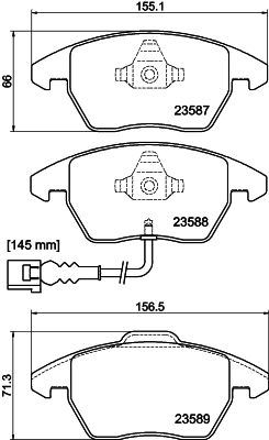 HELLA PAGID 8DB355010581 — ÖN FREN BALATASI-KABLOLU- (VW CADDY 04-15 GOLF 04-14 PASSAT 06-11 POLO 10- AUDI A3 04-13 SEAT