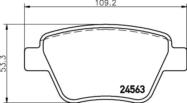 HELLA PAGID 8DB355014021 — ARKA FREN BALATASI- (VW CADDY 11-15 GOLF 09-13 PASSAT 13-15 SEAT LEON 06-13 SKODA OCTAVIA 09-13)