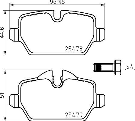 HELLA PAGID 8DB355020111 — FREN BALATASI ( MINI COOPER R60-R61 ARKA )