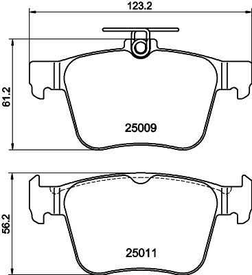 HELLA PAGID 8DB355020261 — ARKA FREN BALATASI- (VW GOLF 13- PASSAT 14- AUDI A3 12- SEAT LEON 13- SKODA SUPERB 15-)