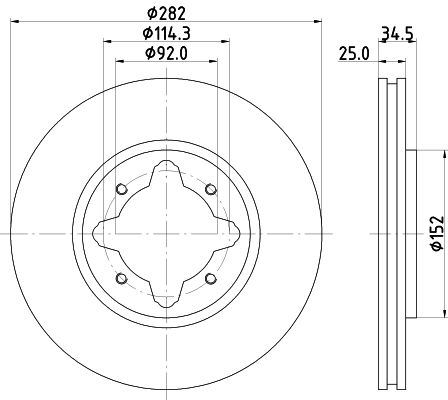 HELLA PAGID 8DD355104971 — FREN DİSKİ ÖN HAVALI (282-4)-(HONDA ACCORD 90/98 2.2-2.4 /ROVER-600 94/00 )