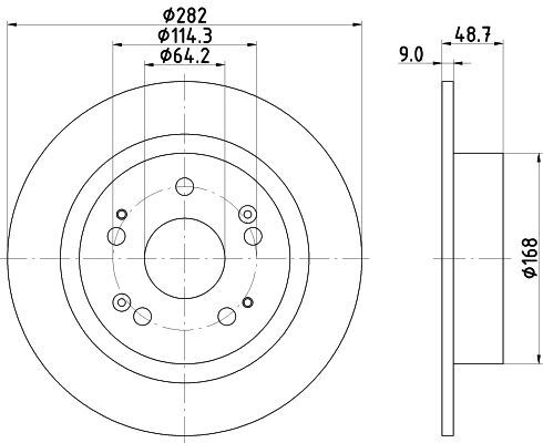 HELLA PAGID 8DD355116521 — FREN DİSKİ ARKA DÜZ (282-5)-(HONDA ACCORD 2009/2014 )